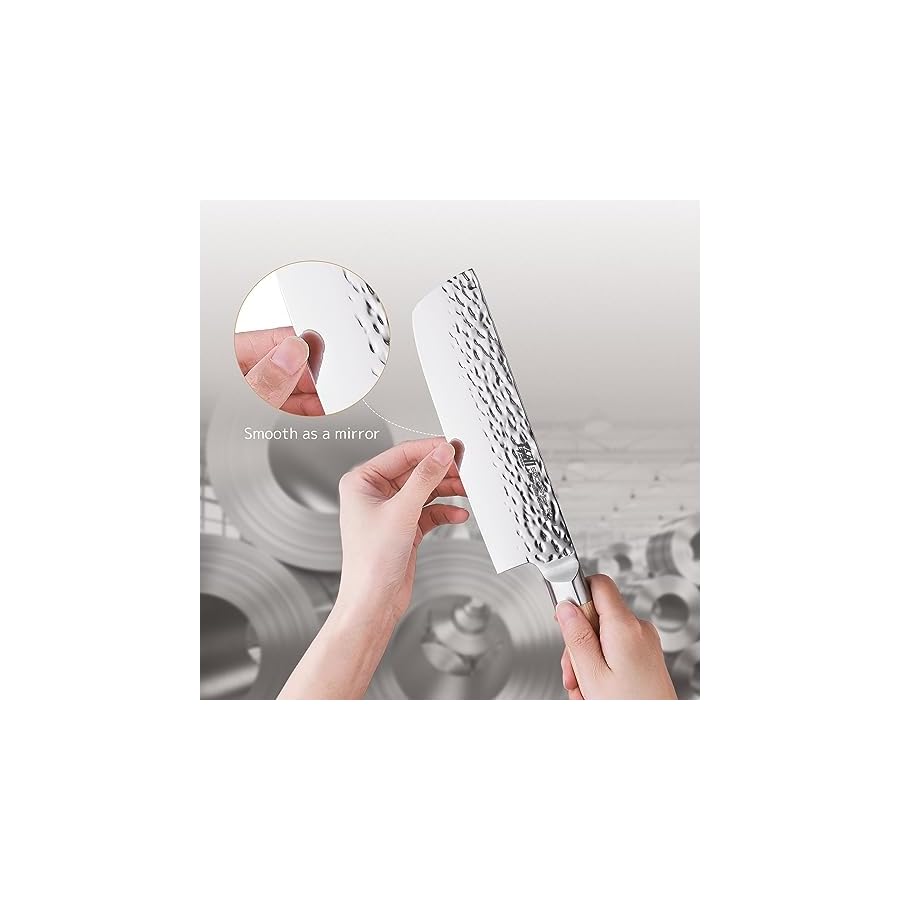 FINDKING 7PCS Kitchen Knife Set, with Wooden Magnetic Knife Holder, Elegant Japanese Chef Knives Set, Sharp Stainless Steel Blade, Pakka Wood Handle, for Daily Cooking (Michelia Series)