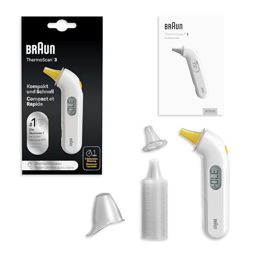 Braun ThermoScan 3 Ohrthermometer | Schnelle 1-Sekunden-Messung | Akustische Fieberanzeige |...
