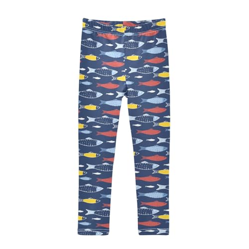 ZZKKO Girls Leggings Fish Cartoon Doodle Toddler Girls Clothes Leggings for Girls Toddler Girls Leggings 3-4T