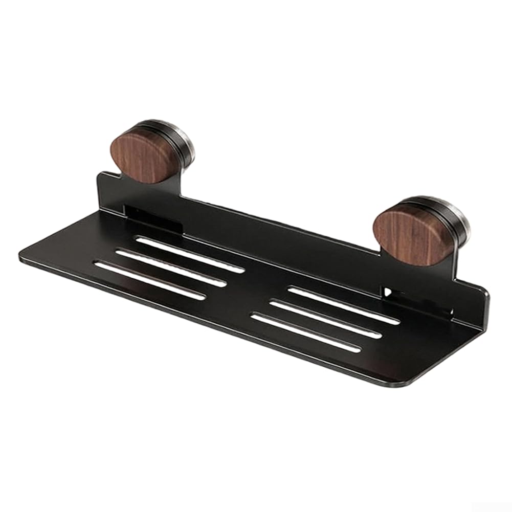 Support robuste à ventouse en noyer avec drainage efficace et fixation sans perçage, convient pour organiser les épices, savons, rasoirs et ustensiles (50 cm)