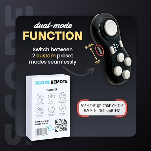 Image of Scope Remote- Remote for Anki. Customizable with Anki Add-on, Compatible with Windows, Mac, iOS, iPad, and Android. Quizlet Compatible, Anki Controller. Midnight Black, Plus (16-18 Hours Battery)