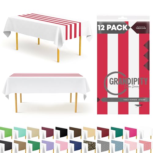 Grandipity Patriotic Flag Theme 12 Pack Premium Disposable Plastic Table Runner 14 X 108 Inch. Table Runner For Dinner Parties & Events By Grandipity cover