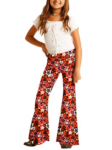 Image of Deerose Girls Halloween Hippie Bell Bottom Pants High Waist Flare Pants 5-14 Years