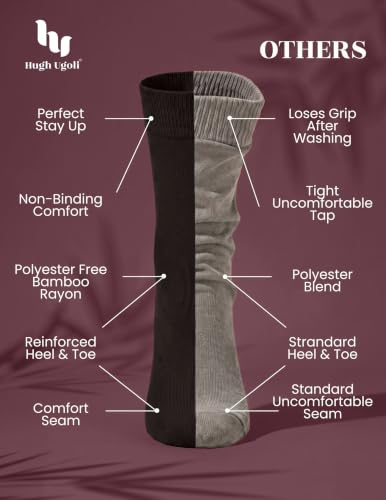 Image of Hugh Ugoli Womens Thin Soft Bamboo Dress Socks, Business, Crew, 3-6 Pairs