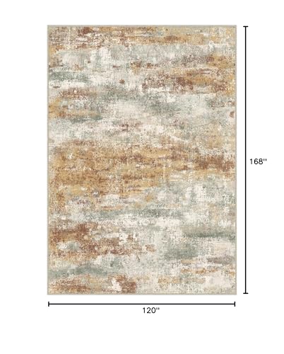 Area Rugs 10x14 for Living Room Bedroom, Modern Abstract Machine Washable Rug, Large Soft Low Pile Floor Cover with Non Slip Backing for Dining Room, Orange Green