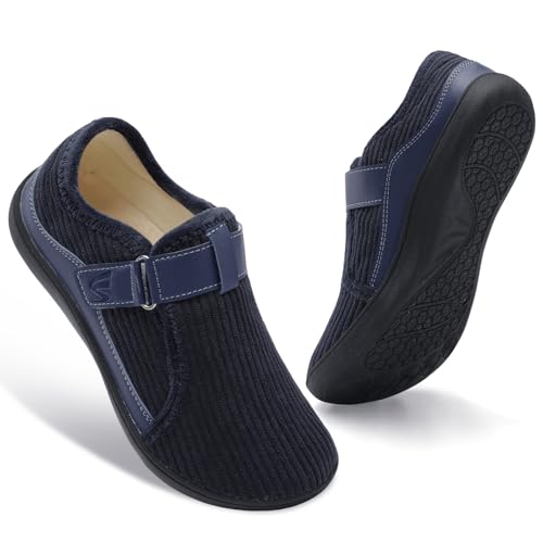 Image of Spesoul Wide Womens Slippers Adjustable House Shoes Indoor Outdoor Barefoot Slippers Cozy Walking Shoe Swollen Edema Diabetic Shoes