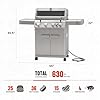 Monument Grills 4+1 Burner Natural Gas Grill with Natural Gas Hose, 50,000 BTU Stainless Steel Outdoor Patio Barbecue Grill, Broil Zone Fast Heating, Knob Lights, and Easy Cleanup, M415BZNG