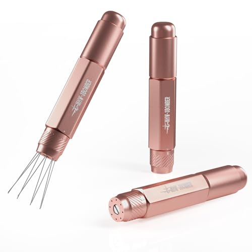 MHW-3BOMBER WDT Tool Espresso Distribution Tool Retractable Espresso Coffee Stirrer, Adjustable Range Coffee Distributor for Barista, Magnetic Store, 0.4mm 8 Needles with 8 Extra, Pink, T619