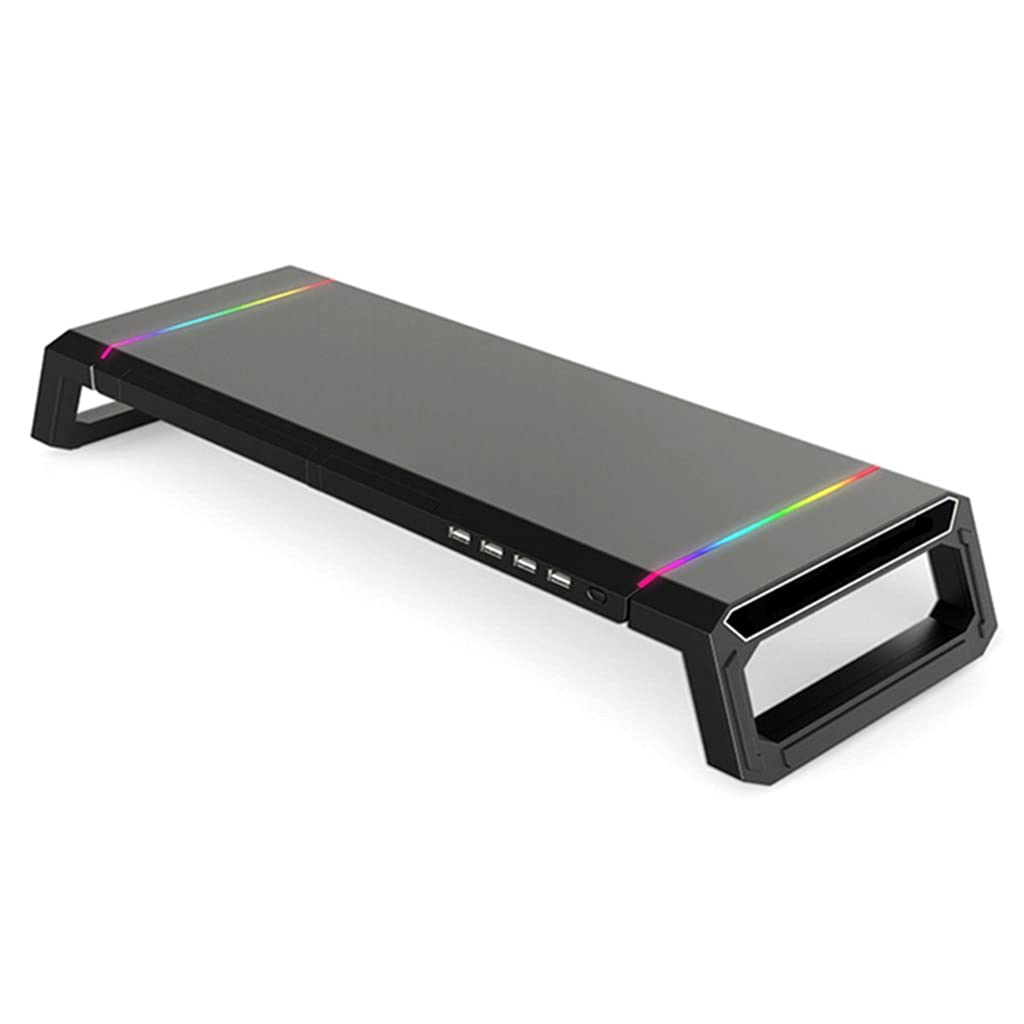 Universal Monitor Stand Riser RGB Support with 4 USB2 0 Charging Desk Organizer Holder Bracket for Laptop Computer