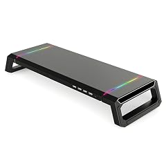 Universal Monitor Stand Riser RGB Support with 4 USB2 0 Charging Desk Organizer Holder Bracket for Laptop Computer
