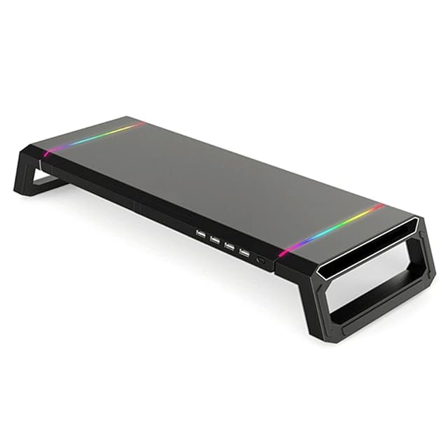Universal Monitor Stand Riser RGB Support with 4 USB2 0 Charging Desk Organizer Holder Bracket for Laptop Computer