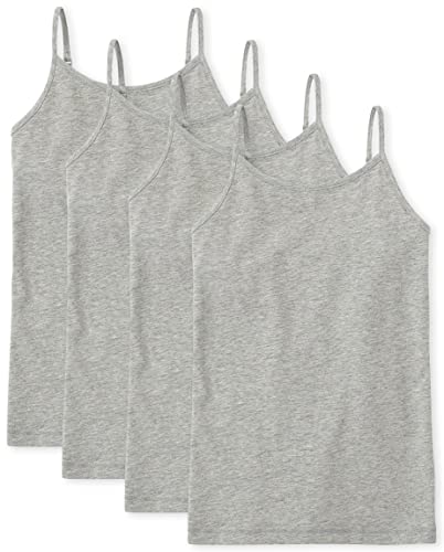 The Children's Place Girls' 4 Pack Basic Cami, Heather Gray, X-Small