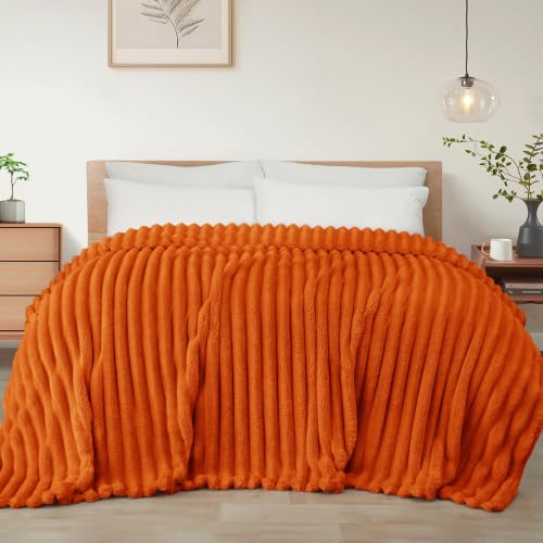 Image of Exclusivo Mezcla Soft Striped Double Size Fleece Blanket for Bed, Large
