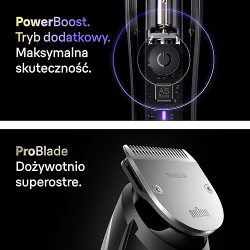 Braun Series 9 Trymer do zarostu, +12 przyborów barbera, tryb Power Boost i niezawodne ostrze ProBlade, 180 min, efekt cieniowania, pokrętło do regulacji PrecisionWheel i blokada, BT9560, chrom