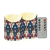 decor gift Flickering Wax Fake Candles with Timer 2/4/6/8H Nutcracker Cartoon Soldier Nutcracker Toy Soldier Long Lasting Battery Operated Candles for Bathroom Vanity