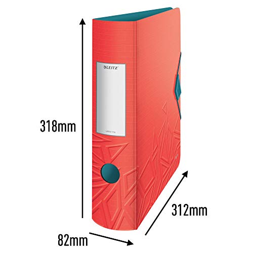 Leitz Classeur à Levier Active A4 180°, Rouge, Dos Arrondi 82mm, Fermeture Élastique, Polyfoam Léger, Urban Chic, 11160020 – vue 2