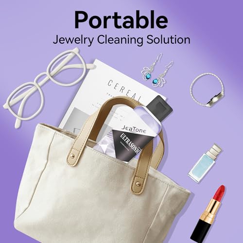 Image of Ultrasonic Jewelry Cleaner Solution for All Machines 2 Pack 4oz | Remove Odors Discoloration & Stains, Peach & Mint Eco Gentle Formula, High Yield Dilution, Safe On Jewelry, Purple & Green