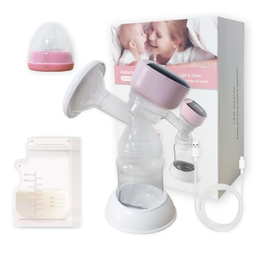 4 Modes and 12 Levels LED Display Rechargeable Electric Breast Pump with Painless Breast Soak Silicone Flange,Anti-Backflow Non-Spill Low Noise...