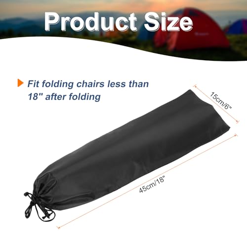 HARFINGTON 2pcs Camp Chair Replacement Bag 18" x 6" Large Nylon Foldable Carrying Bag Outdoors Folding Chair Cover Tripod Case Backpack with Shoulder Strap for Outdoor Camping Sports, Black by HARFINGTON - Used condition - Image 2
