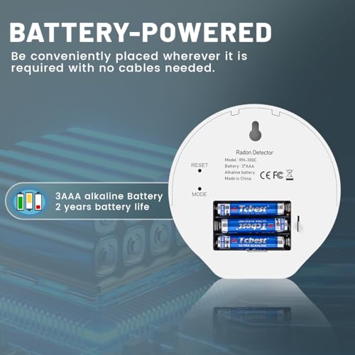 RadonSense Hello Radon C,E-Ink Display Radon Detector for Home,Alpha Spectrometer Sensor&2 Years Battery,wall Mounted&Free Standing,PCi/L & Bq/m³ Units Switchable - Image 6