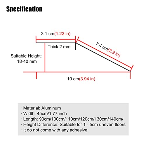 Lxfl 10Cm Extra Wide Floor Transition Strip Aluminum, Carpet/Tile Threshold Reducer For Vinyl Flooring, Home Walkers Entry Ramp (Color : Silver, Size : Length 0.9M/35 In) #TOP1