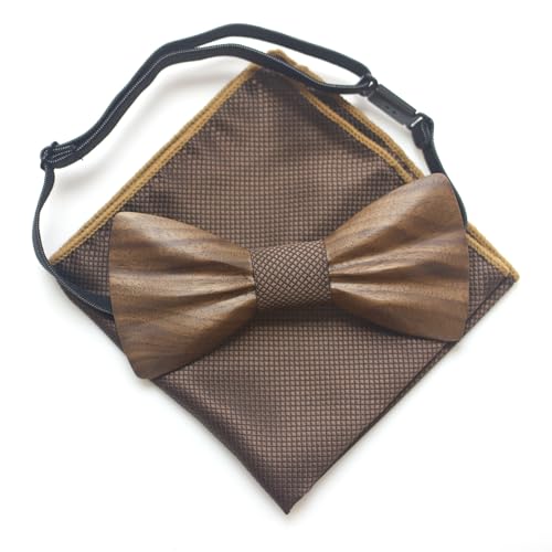 Pajarita de madera hombres ajustable fácilmente estilo clásico pañuelo y pajarita para bodas y negocios