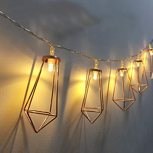 Guirlande lumineuse diamant design en métal or rose 3m
