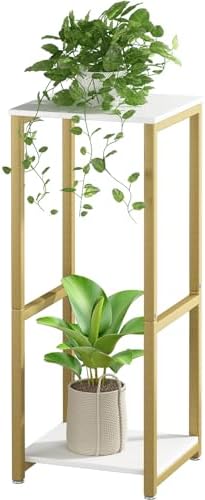 2 Tier Plant Stand Indoor Corner Tall Square Shape Plant Shelf