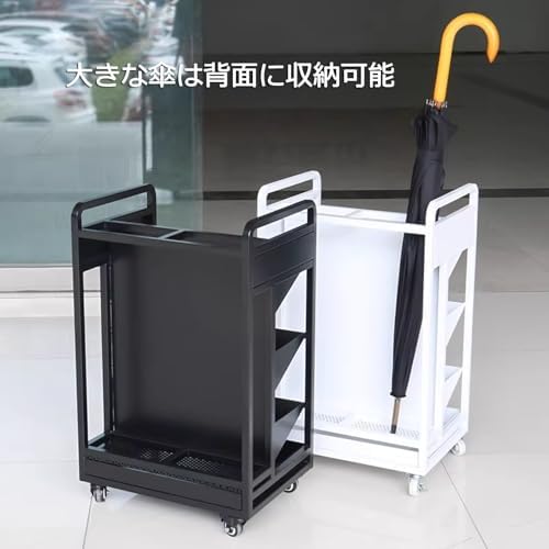 Rectangular Umbrella Stand with Wheels Metal Entryway Umbrella Holder Drip Tray Space Saving Design Large Capacity for Home or Office Use