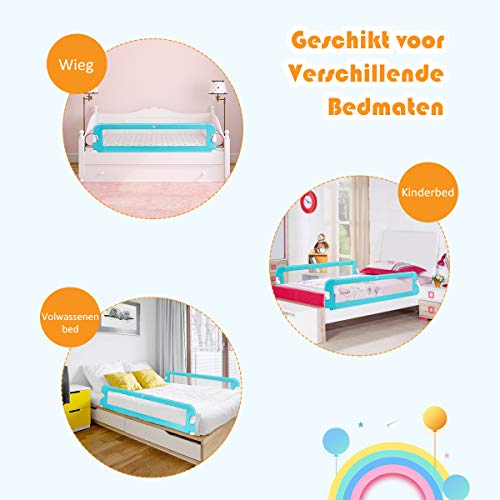 COSTWAY Bescherming bedhekje, 150 x 40 x 42cm, opklapbare veiligheid bedhek voor peuters, kinderen & baby omlaag duwen… - Image 8