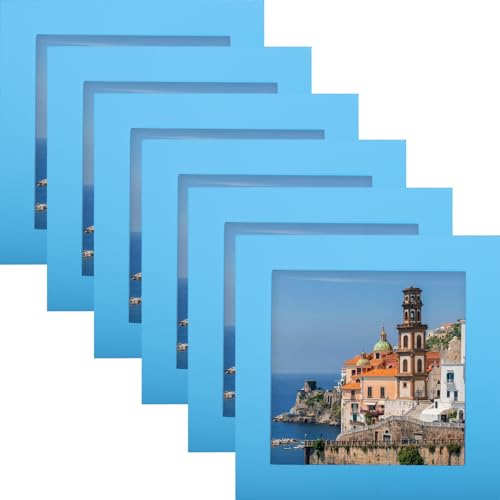 WUTL 4x4 Picture Frames Solid Wood Square Photo Frame Blue 6 Pack