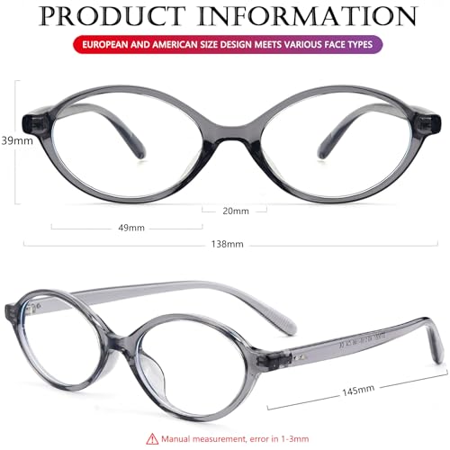 Image of AIEYEZO Small Oval Blue Light Glasses for Women Fashion Retro TR90 Oval Frames Computer Screen Glasses (Clear Grey)
