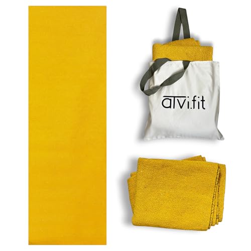 Image of Pure cotton anti-skid, machine wash yoga mat. 73inches x 24inches, 5mm thickness (5mm (Yellow))