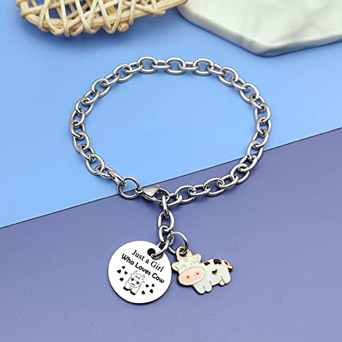 DlaeKua Cows Gifts for Cows Lover Bracelet Stainless Steel Animal Lovers Gift Cow Bracelet Jewelry Cow Farmer Gift Birthday Gift for Link Chain Bracelet Jewelry 8.26inch2