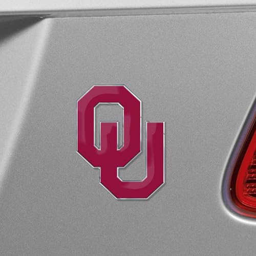 Image of FANMATS 60549 Oklahoma Sooners Heavy Duty Aluminum Embossed Color Emblem, Auto Emblem Decal