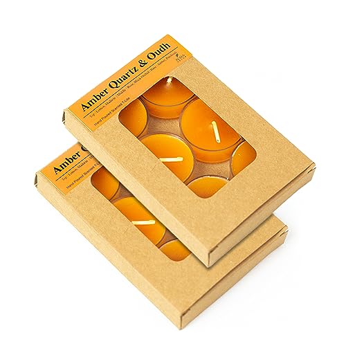 Image of AuraDecor Scented Soy Wax Acrylic Tealight Candle, Organic Luxury Aroma, Aromatic /Aromatherapy Candle || Long Lasting Burning Time (Pack of 1, Amber Quartz & Oudh)