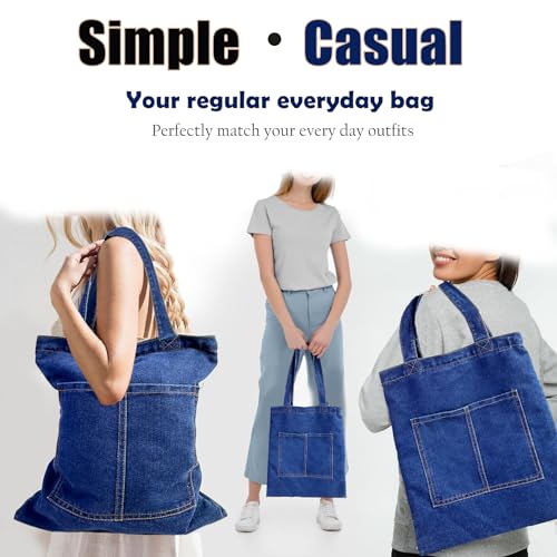 Bolsa Tote de Lona Denim con Cierre para Mujer miniatura 6