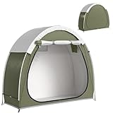 Outsunny Tente à Vélo Abri de Vélo Portable Housse de Vélo d'Extérieur pour 2 Vélos Imperméable avec Poche, Sac Transport, Tissu Oxford 210D, pour Vélos, Motos, Vert