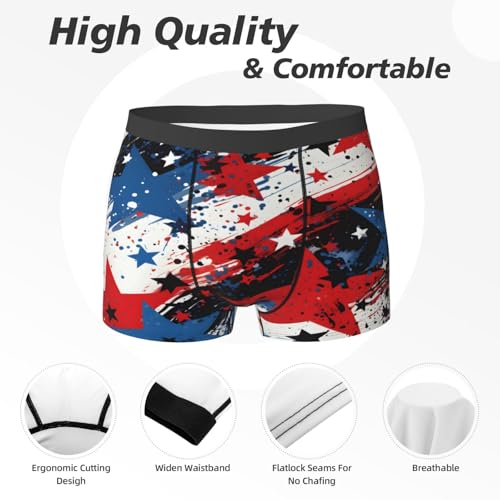 Men's Boxer Briefs Blue Red Star Usa Flag Underwear For Men Soft Elastic Boxer Shorts For Boys Adult3