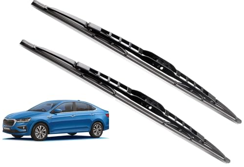Image of Euro Care Metal Type Wiper Blade Compatibility with Skoda Slavia Windshield Car Wiper Blade Size D-24,P-18