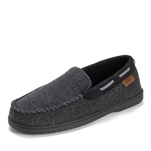Image of Dearfoams Men's Keaton Moccasin House Shoes With Memory Foam, Indoor Slippers With Wide Widths