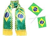 Geananao World Cup Qatar 2022 Fußball Brasilien Schal WM-STERNE, Brasilien Flaggenschal Fußball Fans Weltmeisterschaft Halstuch Nationale Flagge Patriotisches für WM-STERNE Fußball Souvenirschal