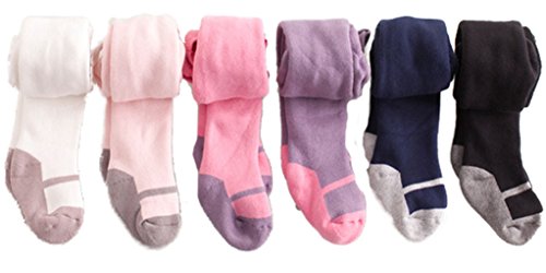 JELEUON 5 Pcs of Kids Baby Toddler Girls Boneless Combed Cotton Tights Leggings Panties 1-2 Years