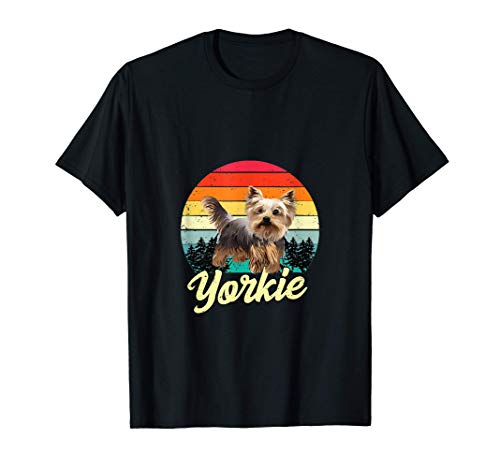 Yorkie Dog Vintage Retro Style 60s 70s Funny Dog Lover Camiseta