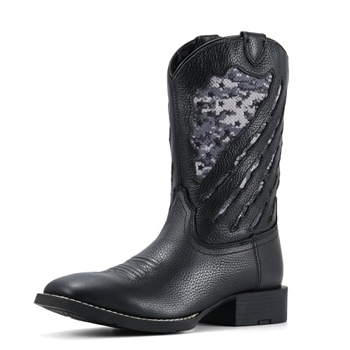 Image of SUREWAY Western Boots For Men - Mens Square Toe Cowboy Boot, Oil /Slip Resistant, Durable Fashionable Classic Pull on 10 Inch Mid-Calf Wellington Boots