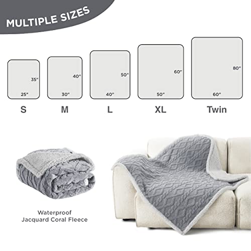 Bedsure Waterproof Dog Blankets For Large Dogs - Pet Blanket For Bed Couch Protector Washable, Premium Jacquard Coral Fleece Cat Throw Blanket, Soft Plush Reversible Furniture Protection, 60X80, Grey #TOP4