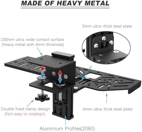 Fosiya 1 Set of Sim racing wheel desk mount clamp & Racing Steering Shifter Mount fit for Logitech G25 G27 G29 G920 G923 Thrustmaster T248 T300 T-GT TS-PC T500 T598 TH8A Fanatec CSL CSR CSW DD1 DD2 — 사진 4