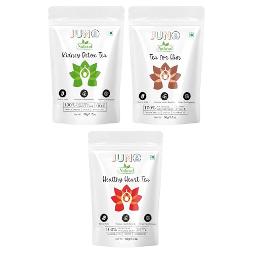 Image of JUNO Natural COMBO of tea - Kidney Detox, for Him - Herbal Blend for Men's Health+ Healthy Heart - 50gm each