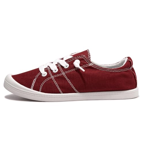 Image of Womens Slip On Shoes, Canvas Low Top Sneakers, Casual Classic Flat Shoes | Comfort Fashion Sneaker with Non Slip Rubber Outsole, Lightweight Tennis Shoes for Walking, Shopping, Picnic, Travel