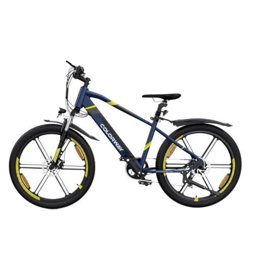 COLORWAY BK7S Elektrisches Fahrrad für Erwachsene, 26' Pedelec City E-Bike mit 250W Motor, 36V 12Ah Abnehmbarer Akku, 7-Gang Getriebe, Scheibenbremsen,Vorderradfederung Pendler E-Bike